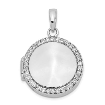 Sterlingsilber Rhodiniert Poliert Zirkonia 20mm Kreis Medaillon