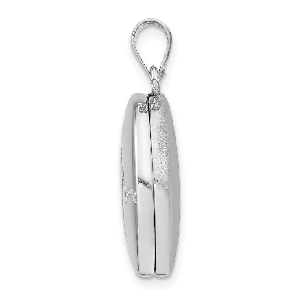 Sterlingsilber Rhodiniert 20mm Poliert Herzen Rund Medaillon
