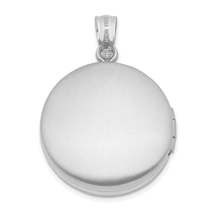 Sterlingsilber Rhodiniert 20mm Poliert Herzen Rund Medaillon