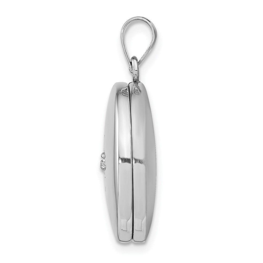 Sterlingsilber Rhodiniert 20mm Diamant Poliert Rund Medaillon