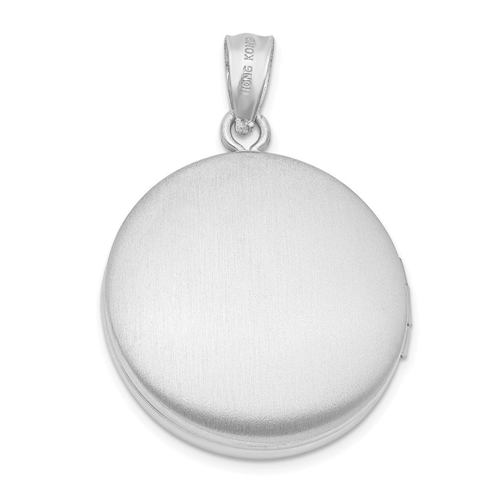 Sterlingsilber Rhodiniert 20mm Diamant Poliert Rund Medaillon