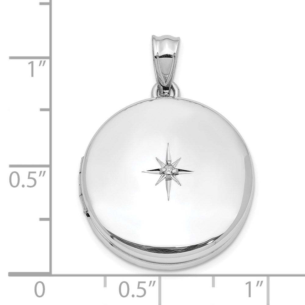Sterlingsilber Rhodiniert 20mm Diamant Poliert Rund Medaillon