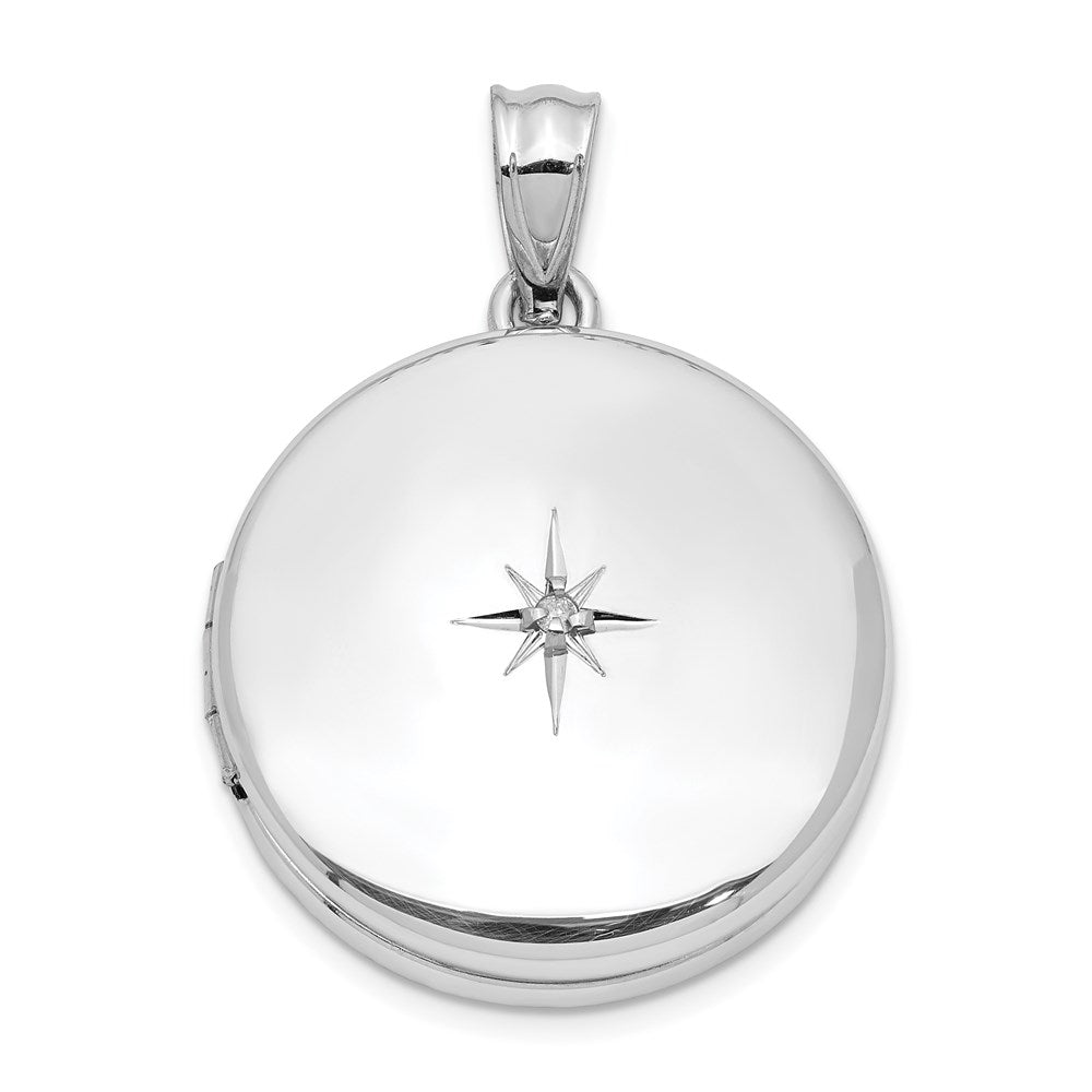 Sterlingsilber Rhodiniert 20mm Diamant Poliert Rund Medaillon