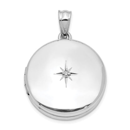 Sterlingsilber Rhodiniert 20mm Diamant Poliert Rund Medaillon