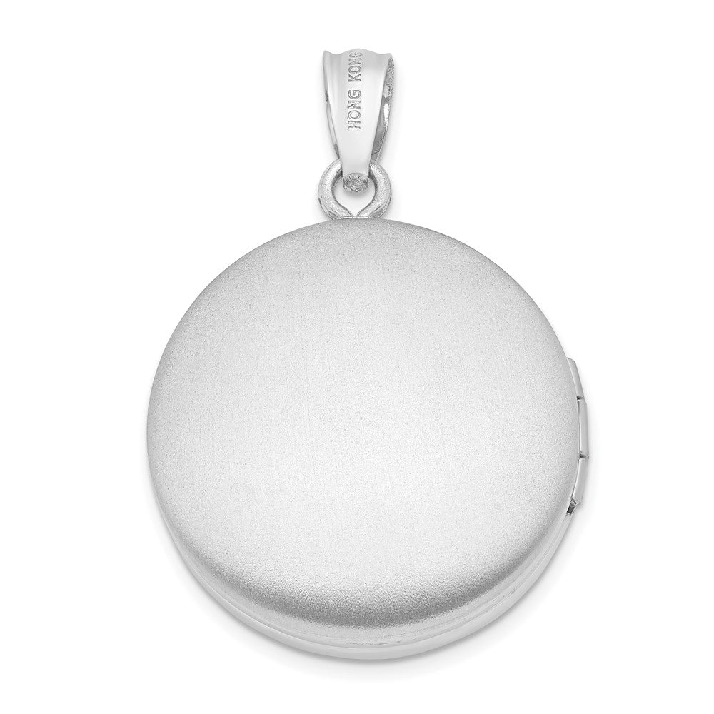 Sterlingsilber Rhodiniert 20mm Poliert Scrolled Rund Medaillon