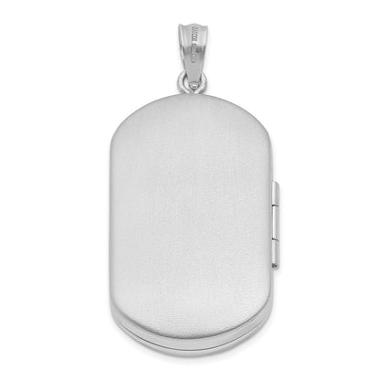 Sterlingsilber Rhodiniert 30mm Poliert Baum Rectangular Medaillon