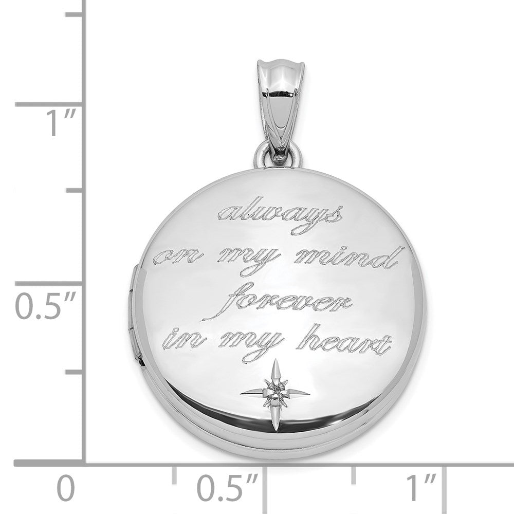 Sterlingsilber Rhodiniert 20mm Diamant Immer auf My Mind Rund Medaillon