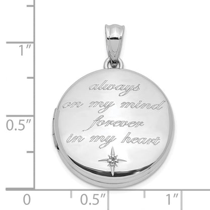 Sterlingsilber Rhodiniert 20mm Diamant Immer auf My Mind Rund Medaillon