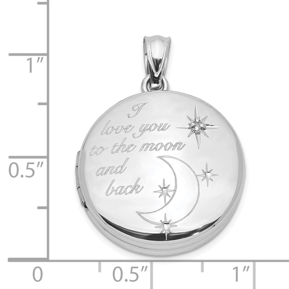 Sterlingsilber Rhodiniert 20mm Diamant Liebe To The Mond Rund Medaillon
