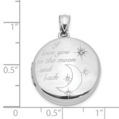 Sterlingsilber Rhodiniert 20mm Diamant Liebe To The Mond Rund Medaillon