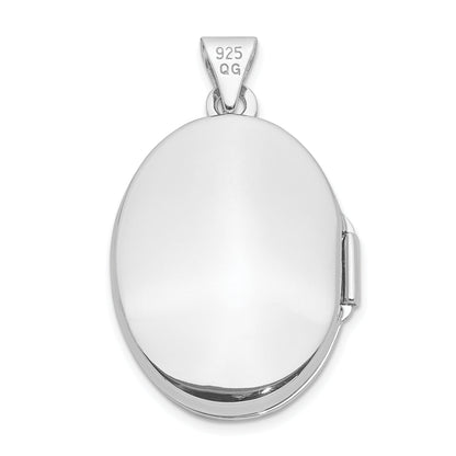 Sterlingsilber Rhodiniert 21mm Blumen Oval Medaillon