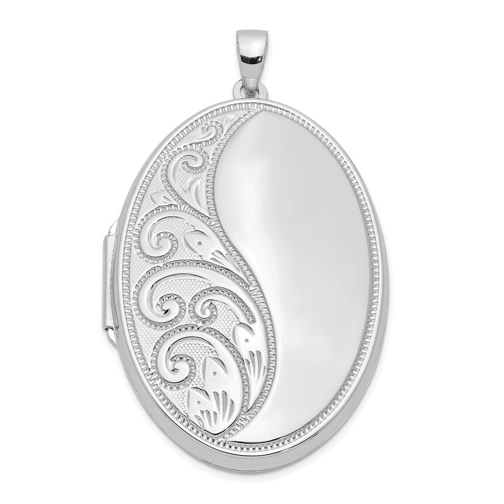Sterlingsilber Rhodiniert 38mm Ranke Oval Medaillon