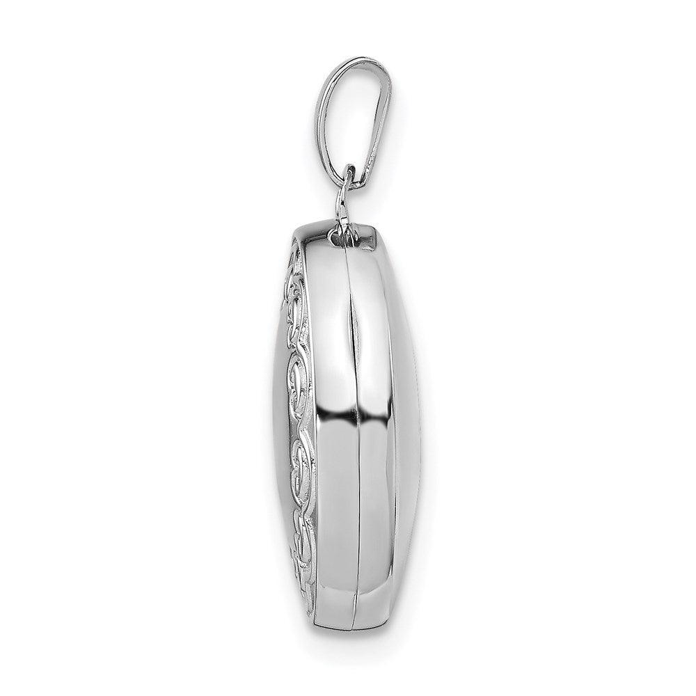 Sterlingsilber Rhodiniert 17mm Scrolled Oval Medaillon