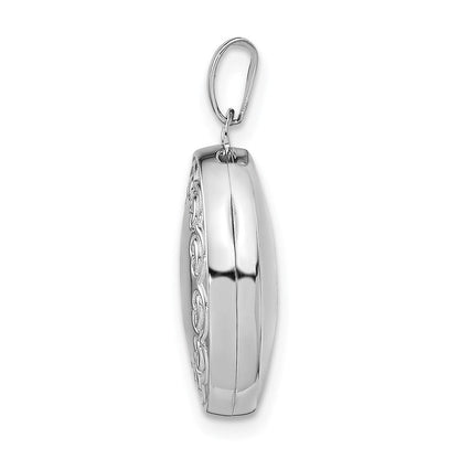 Sterlingsilber Rhodiniert 17mm Scrolled Oval Medaillon
