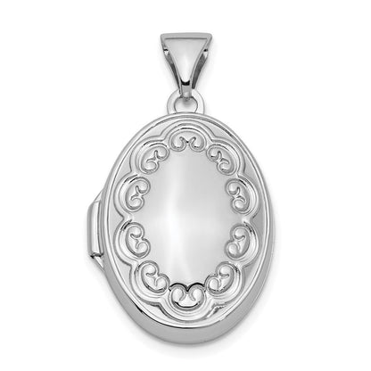 Sterlingsilber Rhodiniert 17mm Scrolled Oval Medaillon