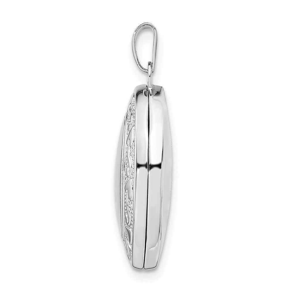 Sterlingsilber Rhodiniert 21mm Herz Rand Oval Medaillon