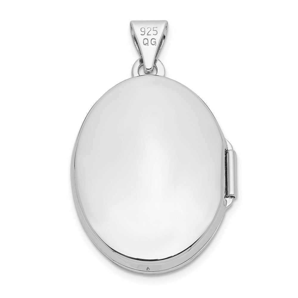 Sterlingsilber Rhodiniert 21mm Herz Rand Oval Medaillon