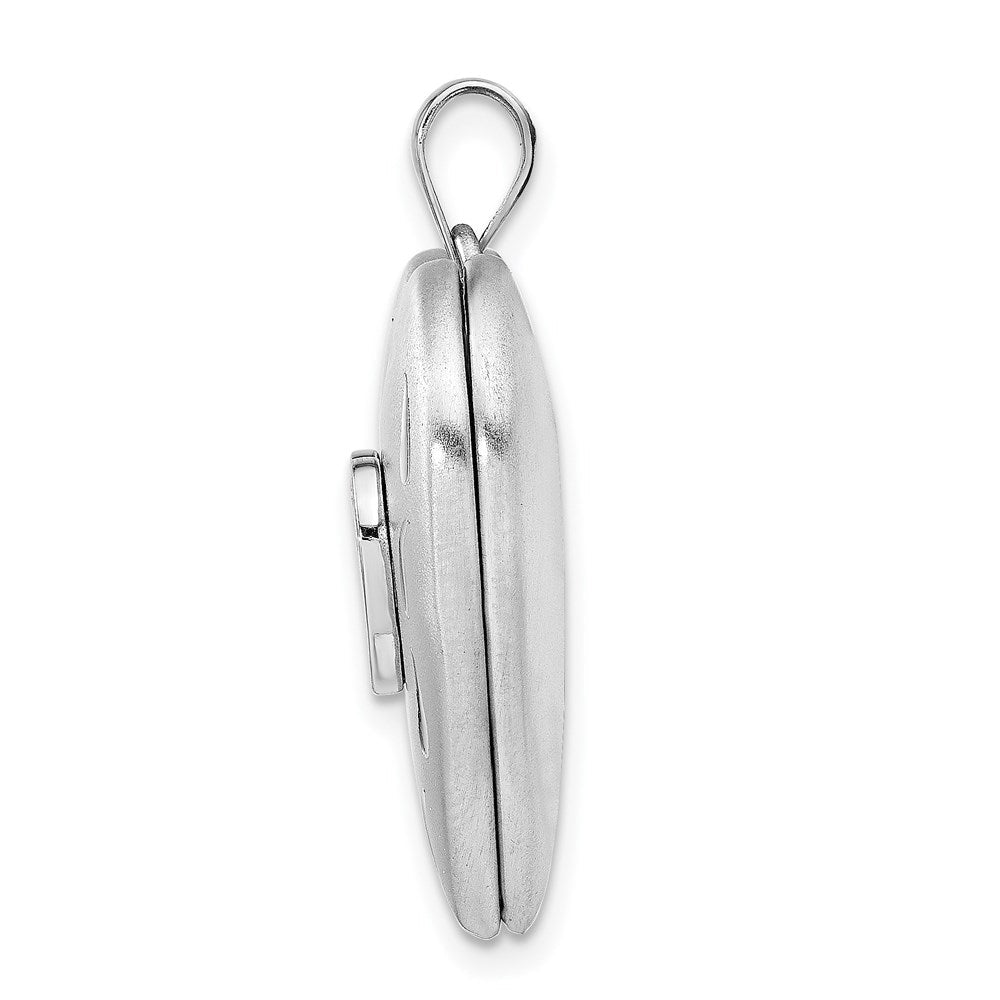 Sterlingsilber Rhodiniert Satiniert Diamant & Lebhaft Zirkonia Herz Medaillon