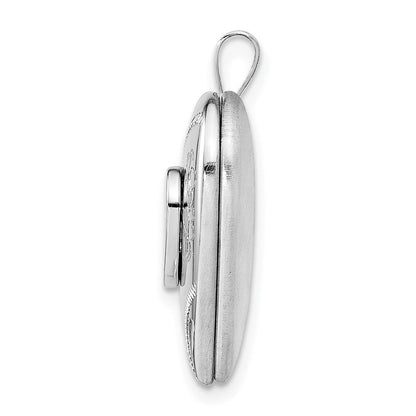 Sterlingsilber Rhodiniert Diamant & Lebhaft Zirkonia Herz Medaillon