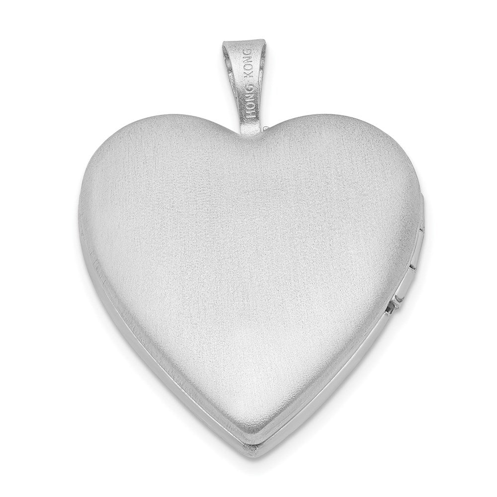 Sterlingsilber Rhodiniert Diamant & Lebhaft Zirkonia Herz Medaillon