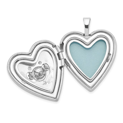 Sterlingsilber Rhodiniert Diamant & Lebhaft Zirkonia Herz Medaillon
