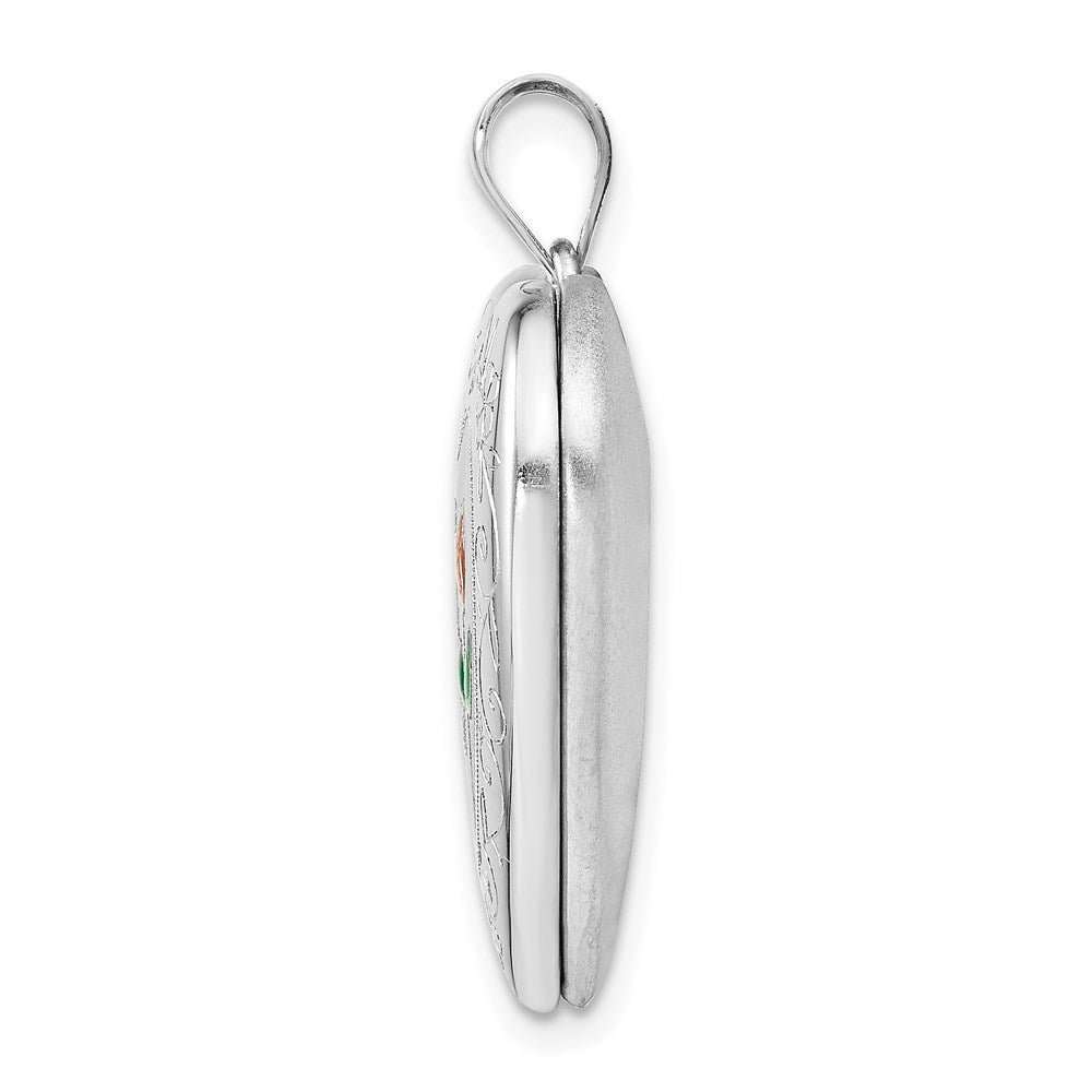Sterlingsilber Rhodiniert Emailliert Rose Ash Halter Herz Medaillon