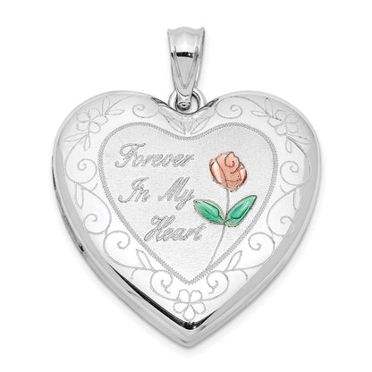 Sterlingsilber Rhodiniert Emailliert Rose Ash Halter Herz Medaillon