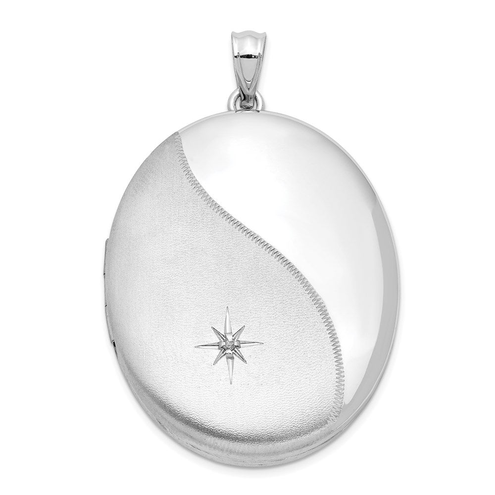 Sterlingsilber Rhodiniert Diamant Stern Ash Halter Oval Medaillon
