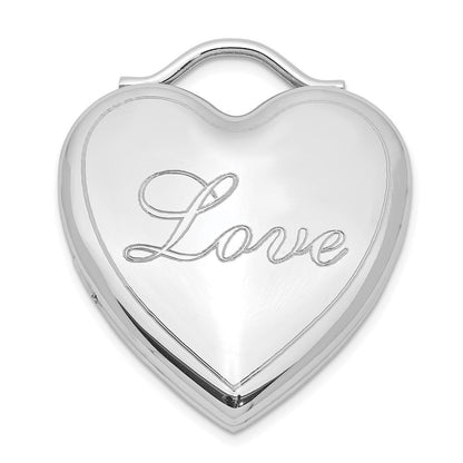 Sterlingsilber Rhodiniert Poliert & Satiniert Liebe Herz Medaillon