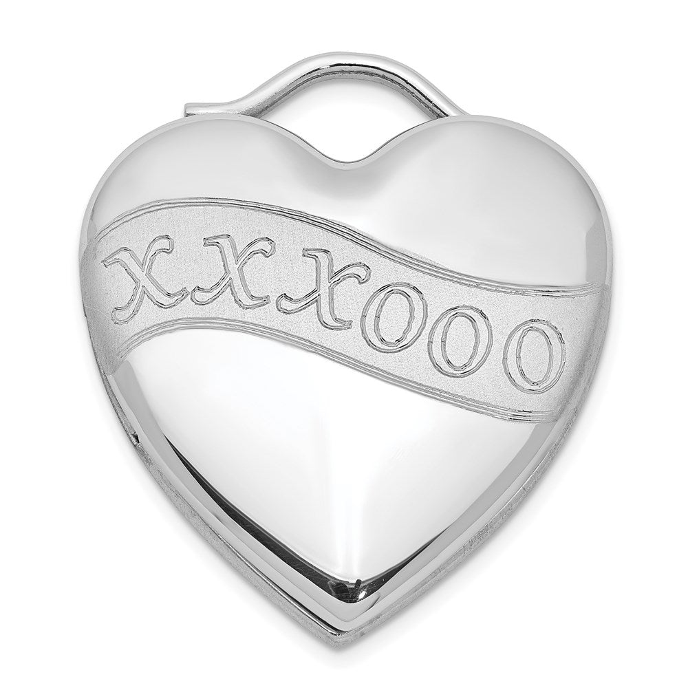 Sterlingsilber Rhodiniert Satiniert & Poliert Xxxooo Herz Medaillon