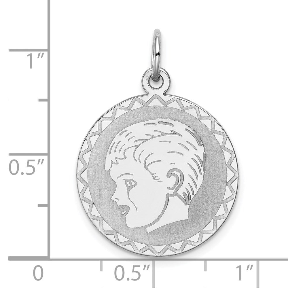 Sterlingsilber Rhodiniert Gravierbar Junge Plättchen Charm