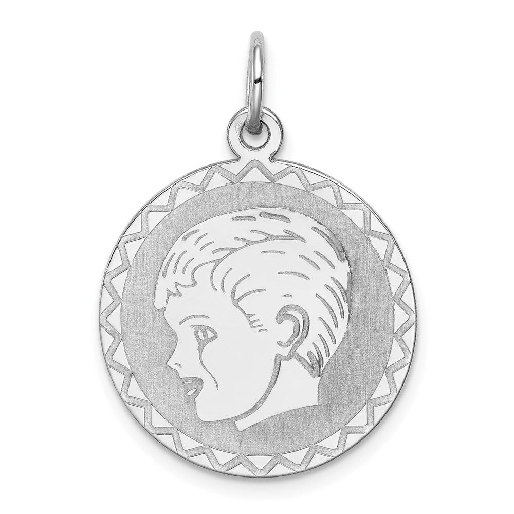 Sterlingsilber Rhodiniert Gravierbar Junge Plättchen Charm