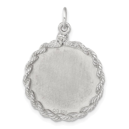 Sterlingsilber Gravierbar Poliert Vorderseite/satin Rückseite Junge Plättchen Charm