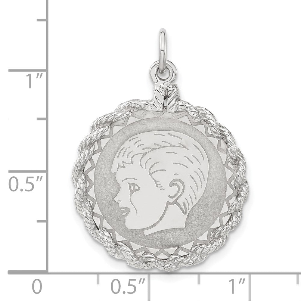 Sterlingsilber Gravierbar Poliert Vorderseite/satin Rückseite Junge Plättchen Charm