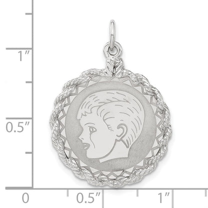 Sterlingsilber Gravierbar Poliert Vorderseite/satin Rückseite Junge Plättchen Charm