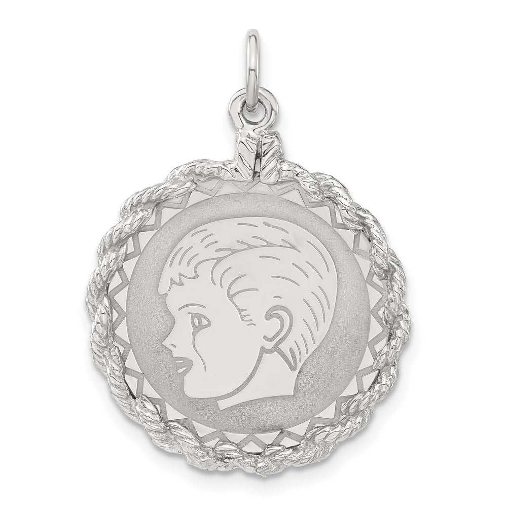 Sterlingsilber Gravierbar Poliert Vorderseite/satin Rückseite Junge Plättchen Charm