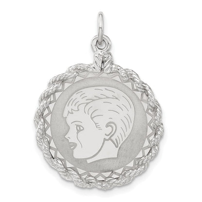 Sterlingsilber Gravierbar Poliert Vorderseite/satin Rückseite Junge Plättchen Charm