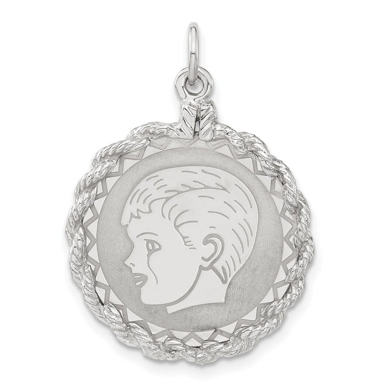 Sterlingsilber Gravierbar Poliert Vorderseite/satin Rückseite Junge Plättchen Charm