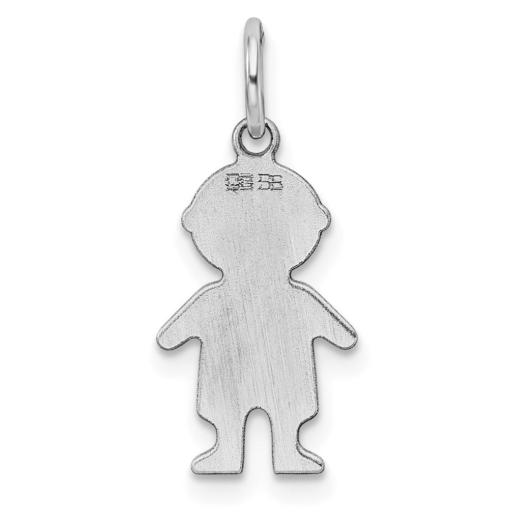 Sterlingsilber Rhodiniert-plt Gravierbar Junge Poliert Vorderseite/back Plättchen Charm