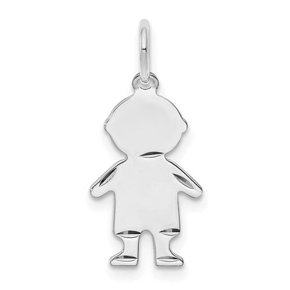 Sterlingsilber Rhodiniert-plt Gravierbar Junge Poliert Vorderseite/back Plättchen Charm