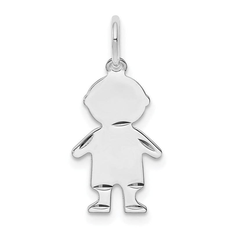 Sterlingsilber Rhodiniert-plt Gravierbar Junge Poliert Vorderseite/back Plättchen Charm