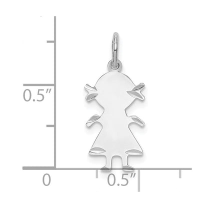 Sterlingsilber Rhodiniert-plt Gravierbar Mädchen Poliert Vorderseite/back Plättchen Charm