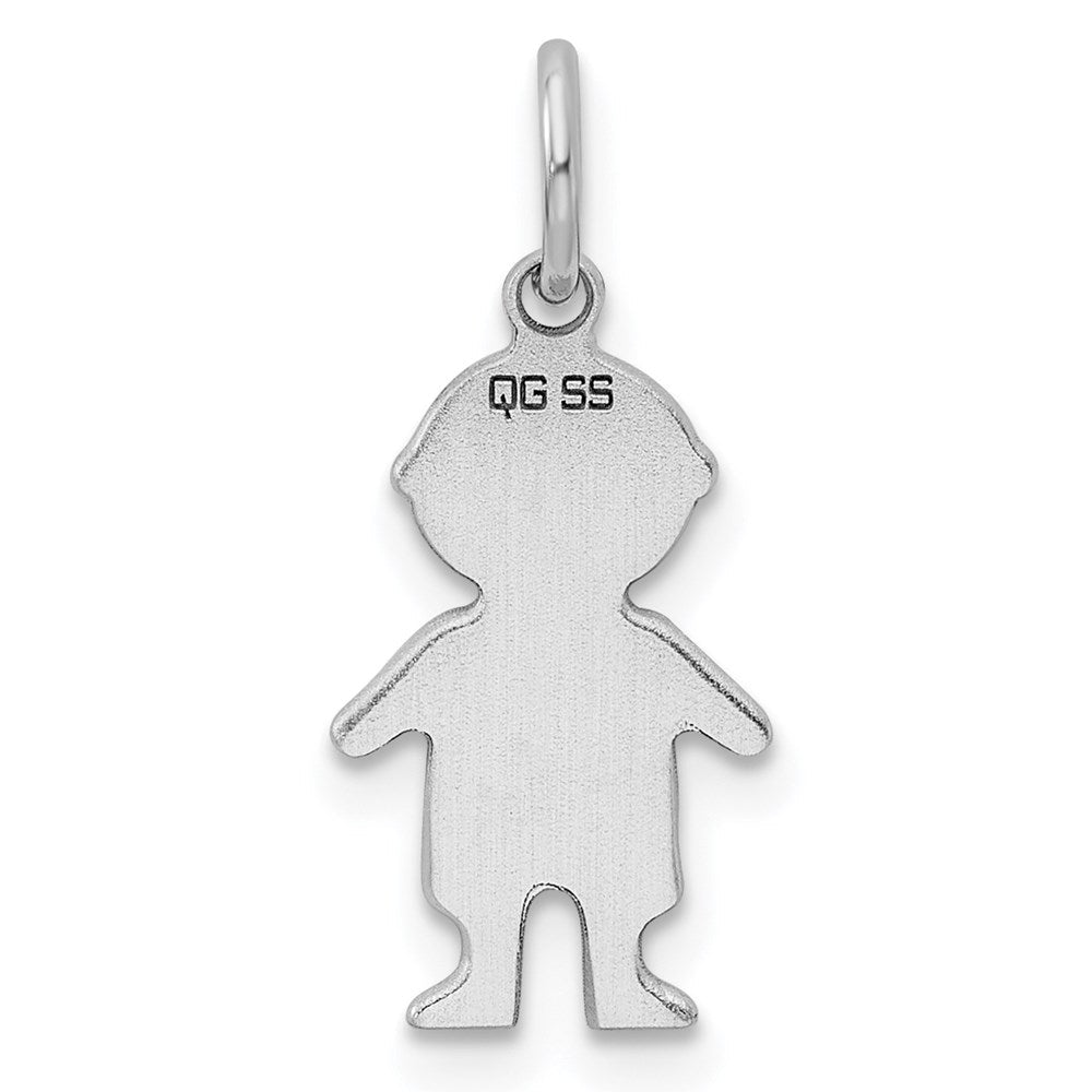 Sterlingsilber Rhodiniert Eng. Junge Poliert Vorderseite/back Plättchen Charm