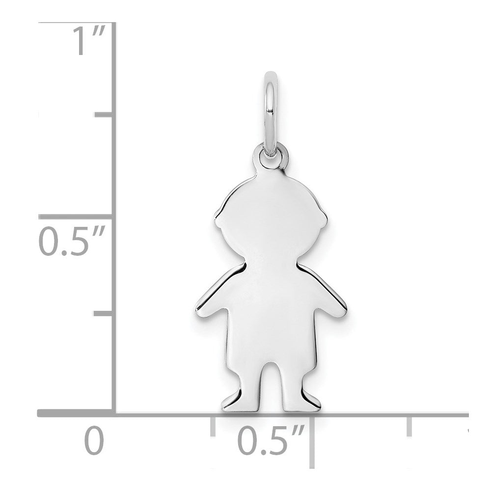 Sterlingsilber Rhodiniert Eng. Junge Poliert Vorderseite/back Plättchen Charm