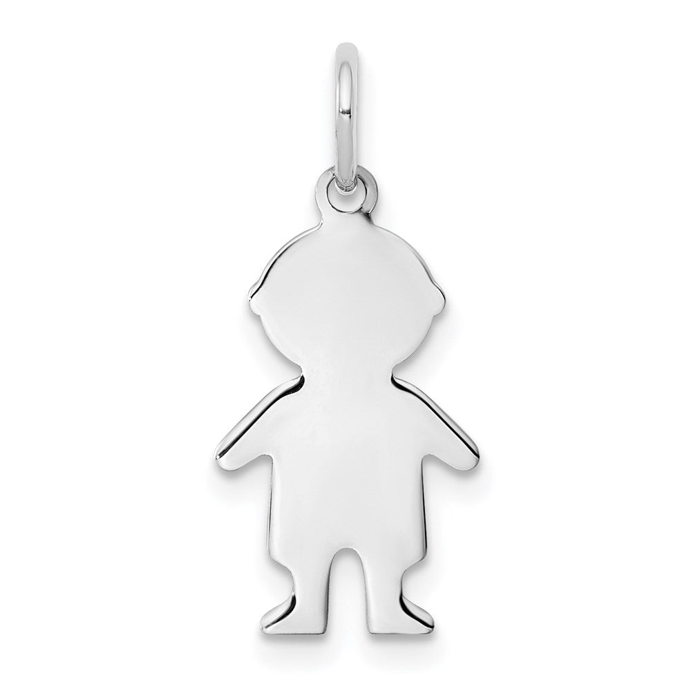Sterlingsilber Rhodiniert Eng. Junge Poliert Vorderseite/back Plättchen Charm