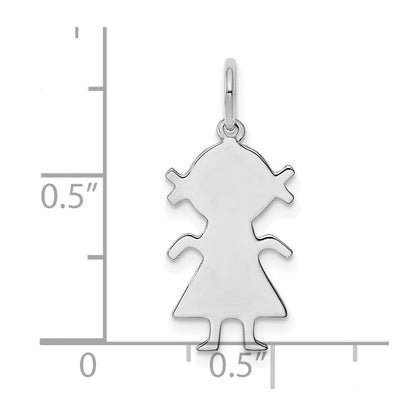 Sterlingsilber Rhodiniert Eng. Mädchen Poliert Vorderseite/back Plättchen Charm