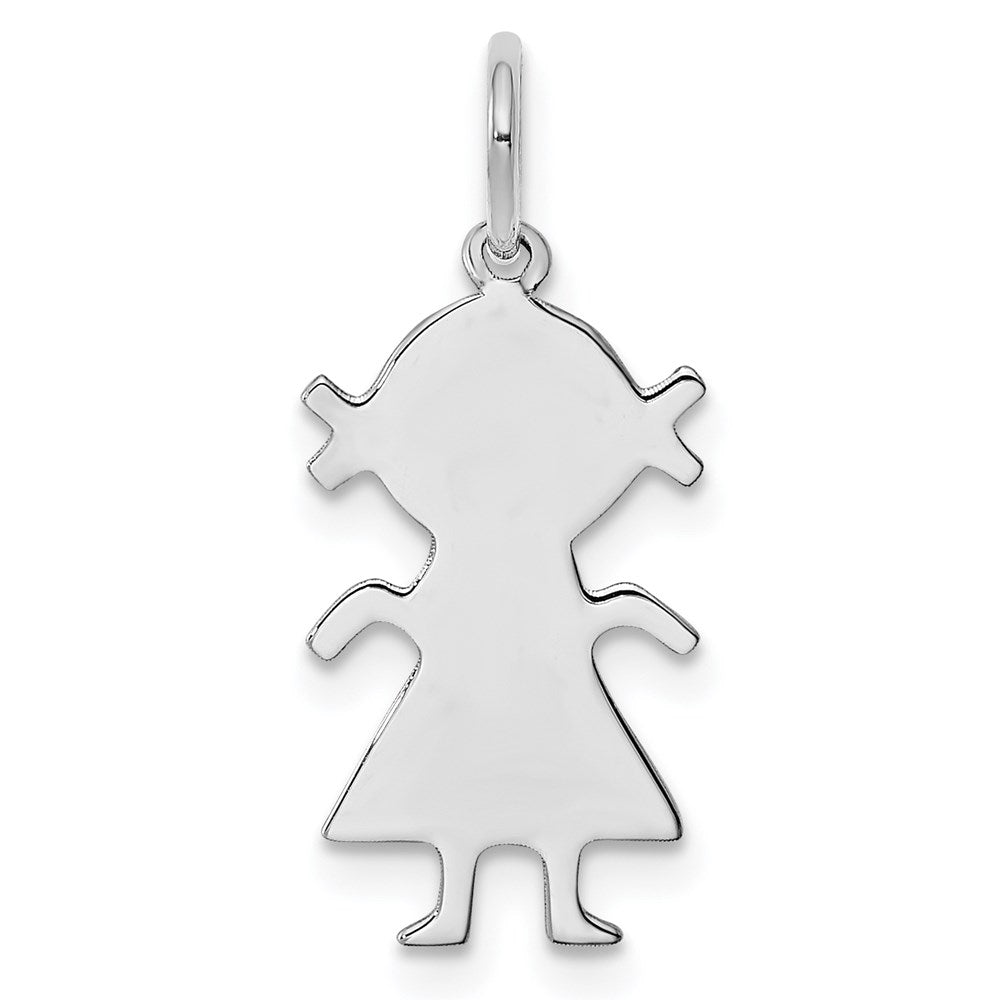 Sterlingsilber Rhodiniert Eng. Mädchen Poliert Vorderseite/satin Rückseite Plättchen Charm