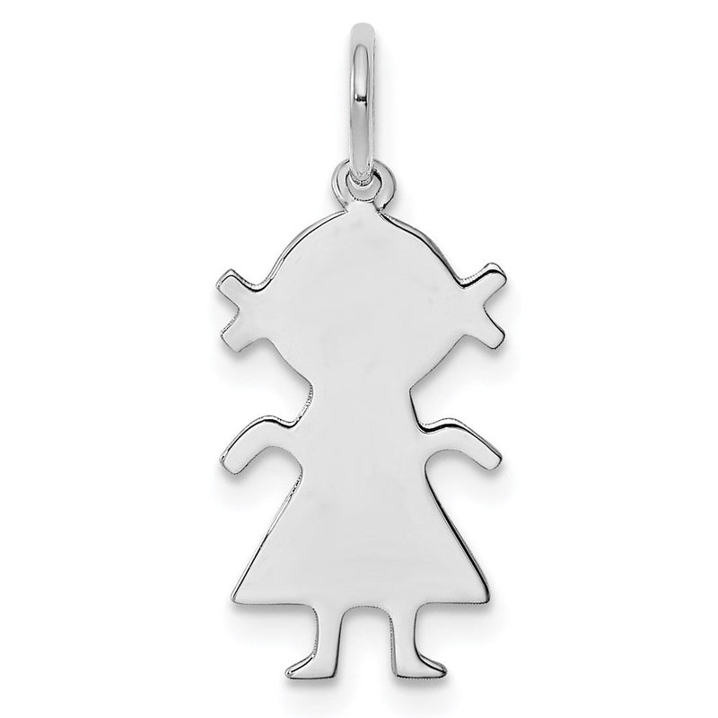Sterlingsilber Rhodiniert Eng. Mädchen Poliert Vorderseite/satin Rückseite Plättchen Charm