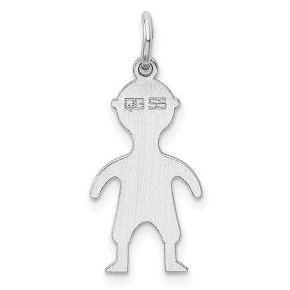 Sterlingsilber Rhodiniert Eng. Junge Poliert Vorderseite/satin Rückseite Plättchen Charm