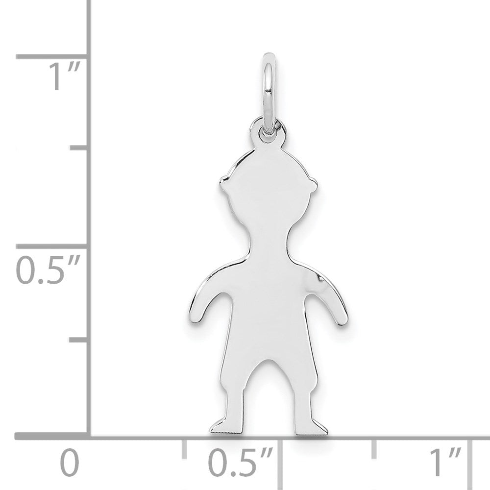 Sterlingsilber Rhodiniert Eng. Junge Poliert Vorderseite/satin Rückseite Plättchen Charm
